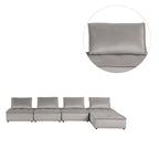 Canapé d'angle modulaire 5 pièces en velours avec pouf
