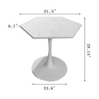 31.50 Modern Hexagonal Coffee Table with Printed Marble Top and Metal Base for Dining Room, Kitchen and Living Room