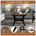 Mid Century Farmhouse Circle Wooden Coffee Tables