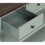 Console de 48 po en pin massif avec tiroirs et étagère