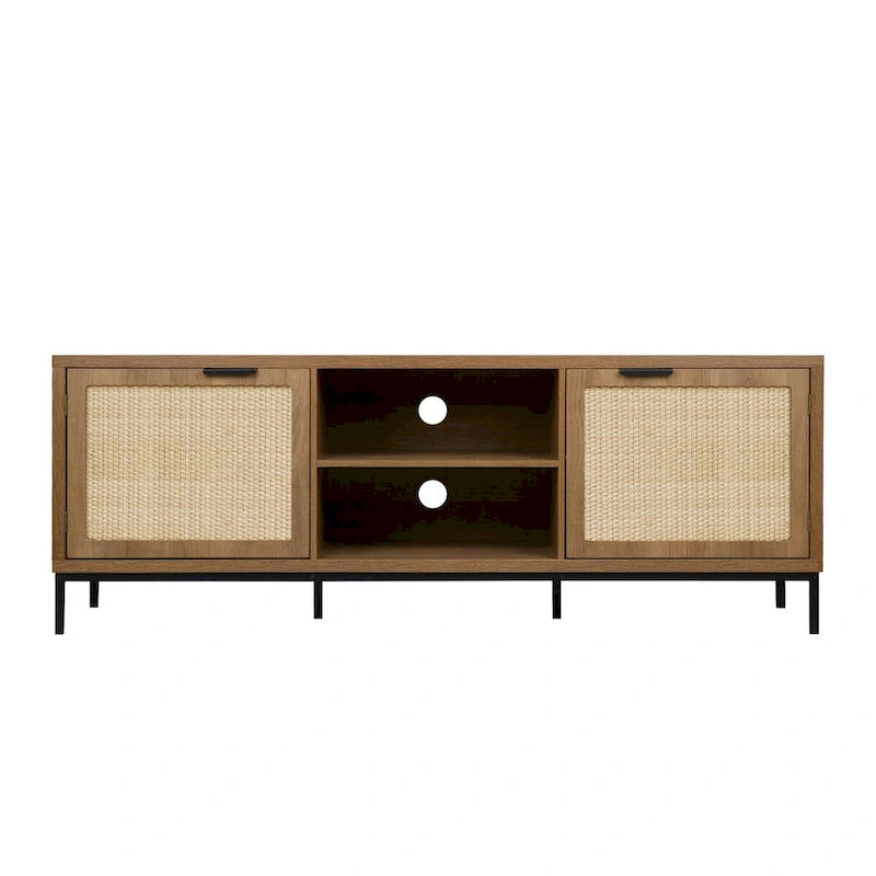 Anmytek Modern TV Stand 2-Door Media Console Table Entertainment Center with 4 Storage Cabinets for TV's up to 65 - 59