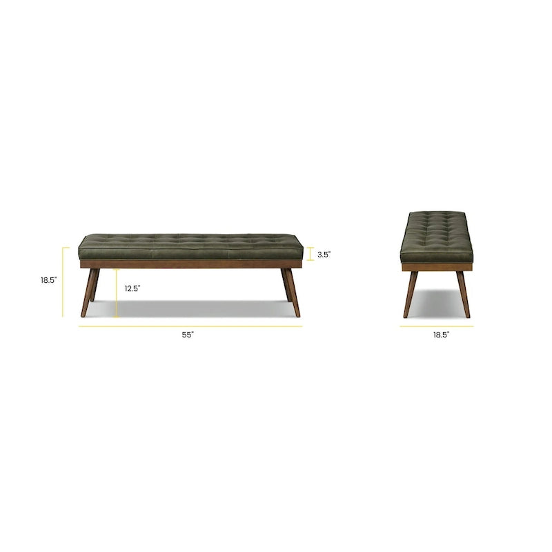 Banc Luca Poly & Bark - Cuir véritable pleine fleur italien