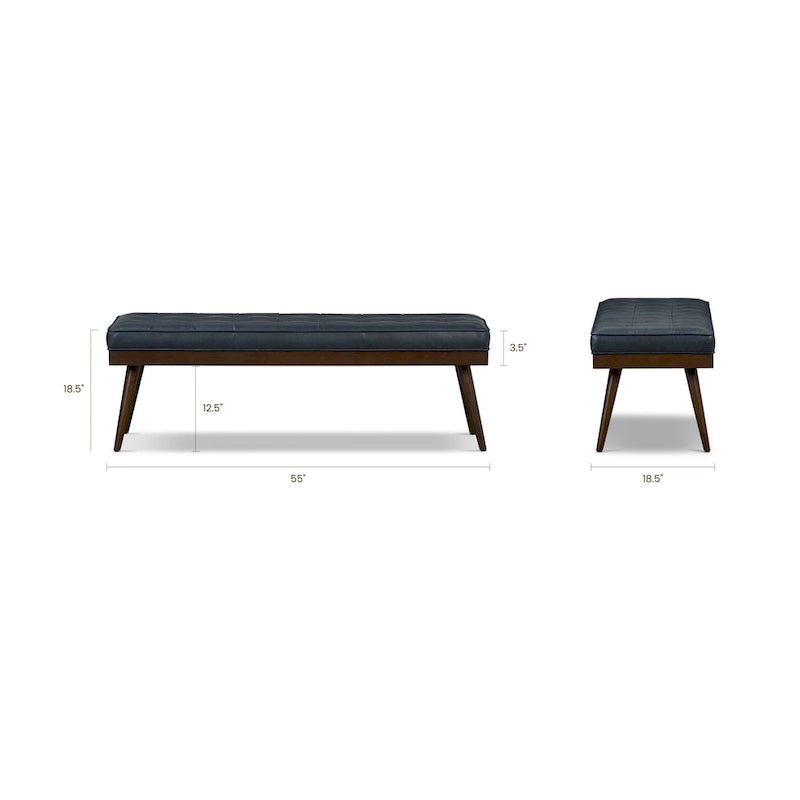 Banc Luca Poly & Bark - Cuir véritable pleine fleur italien