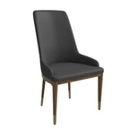 Chaise de salle à manger en cuir rembourrée avec cadre en bois d'hévéa, chaise d'appoint à dossier haut et pieds à accents dorés pour salon