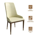Chaise de salle à manger en cuir rembourrée avec cadre en bois d'hévéa, chaise d'appoint à dossier haut et pieds à accents dorés pour salon
