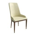 Chaise de salle à manger en cuir rembourrée avec cadre en bois d'hévéa, chaise d'appoint à dossier haut et pieds à accents dorés pour salon