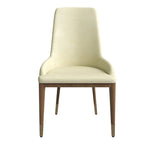 Chaise de salle à manger en cuir rembourrée avec cadre en bois d'hévéa, chaise d'appoint à dossier haut et pieds à accents dorés pour salon
