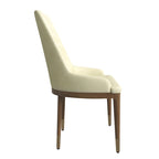 Chaise de salle à manger en cuir rembourrée avec cadre en bois d'hévéa, chaise d'appoint à dossier haut et pieds à accents dorés pour salon