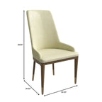 Chaise de salle à manger en cuir rembourrée avec cadre en bois d'hévéa, chaise d'appoint à dossier haut et pieds à accents dorés pour salon
