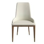 Chaise de salle à manger en cuir rembourrée avec cadre en bois d'hévéa, chaise d'appoint à dossier haut et pieds à accents dorés pour salon