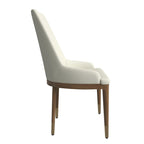 Chaise de salle à manger en cuir rembourrée avec cadre en bois d'hévéa, chaise d'appoint à dossier haut et pieds à accents dorés pour salon
