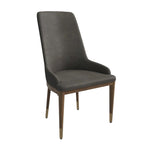 Chaise de salle à manger en cuir rembourrée avec cadre en bois d'hévéa, chaise d'appoint à dossier haut et pieds à accents dorés pour salon