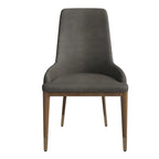 Chaise de salle à manger en cuir rembourrée avec cadre en bois d'hévéa, chaise d'appoint à dossier haut et pieds à accents dorés pour salon