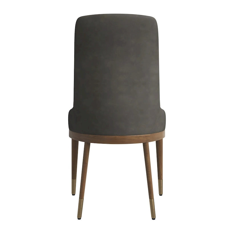 Chaise de salle à manger en cuir rembourrée avec cadre en bois d'hévéa, chaise d'appoint à dossier haut et pieds à accents dorés pour salon