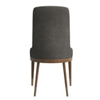 Chaise de salle à manger en cuir rembourrée avec cadre en bois d'hévéa, chaise d'appoint à dossier haut et pieds à accents dorés pour salon