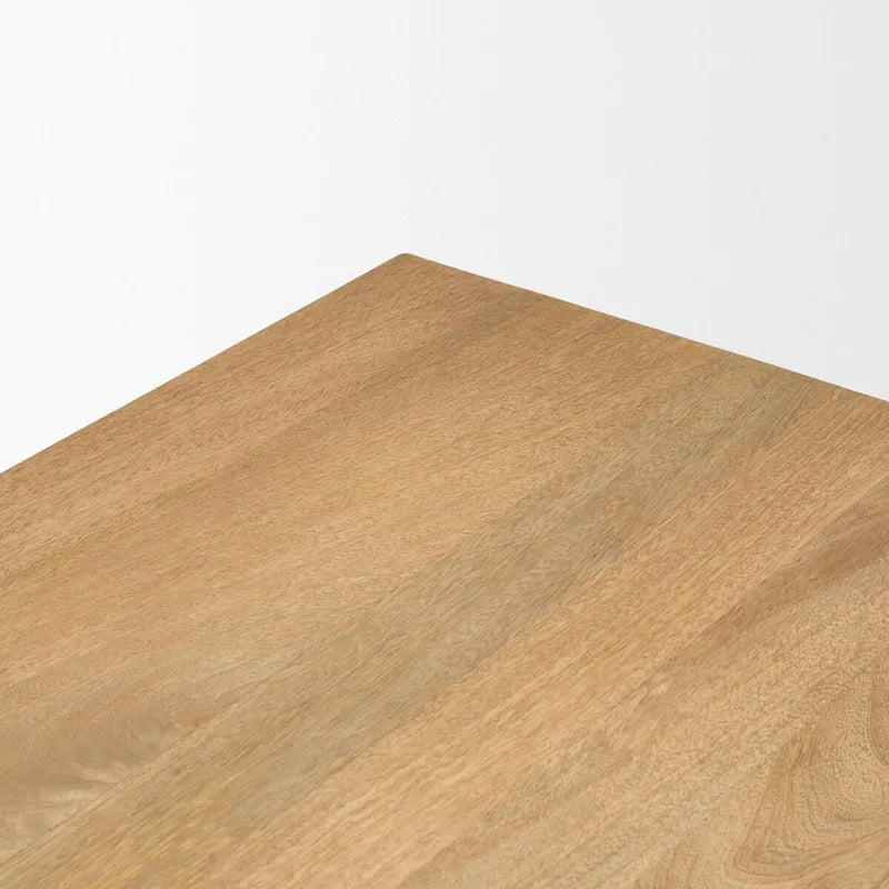 Tarro 84 Rectangular Light Brown Wood w/ Geometrical Base Dining Table - 84.0L x 42.0W x 30.0H