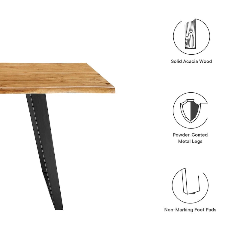 Viggo 60 Live Edge Acacia Wood Dining Table - Black Natural