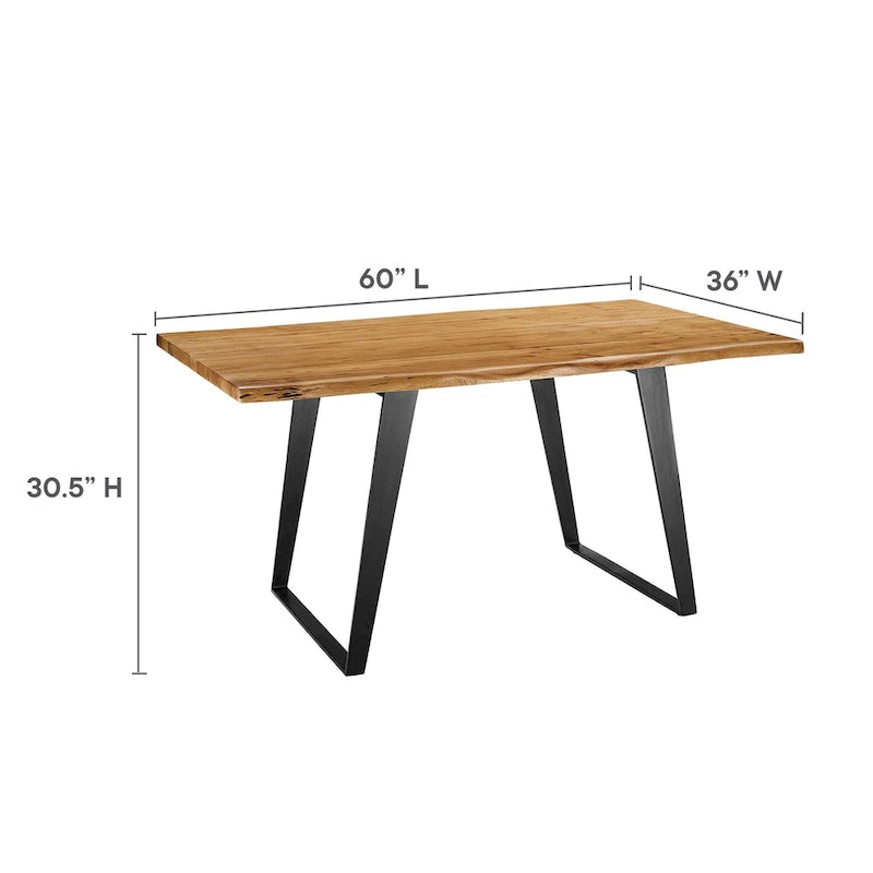 Viggo 60 Live Edge Acacia Wood Dining Table - Black Natural