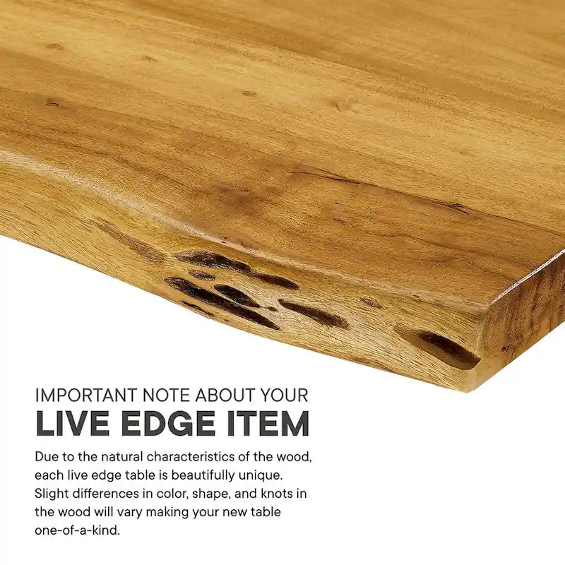 Viggo 60 Live Edge Acacia Wood Dining Table - Black Natural