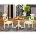 East West Furniture 3 Piece Kitchen Table Set- a Round Dining Table and 2 Dining Room Chairs, Buttermilk & Cherry (Seat Options)