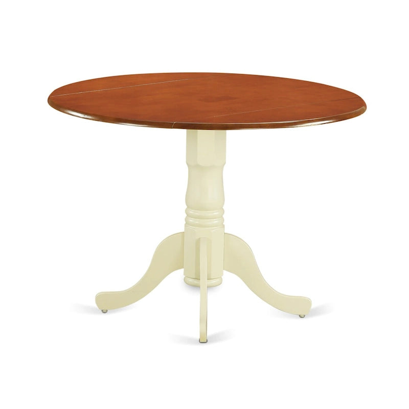 East West Furniture 3 Piece Kitchen Table Set- a Round Dining Table and 2 Dining Room Chairs, Buttermilk & Cherry (Seat Options)