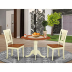 East West Furniture 3 Piece Kitchen Table Set- a Round Dining Table and 2 Dining Room Chairs, Buttermilk & Cherry (Seat Options)