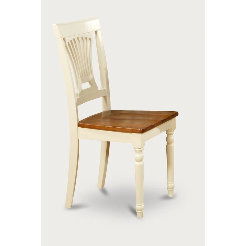 East West Furniture 3 Piece Kitchen Table Set- a Round Dining Table and 2 Dining Room Chairs, Buttermilk & Cherry (Seat Options)