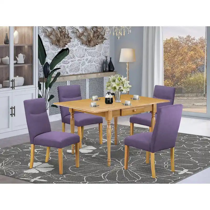 East West Furniture Ensemble de table comprenant une table de salle à manger rectangulaire avec rallonge escamotable et des chaises de salle à manger (Options de pièces)