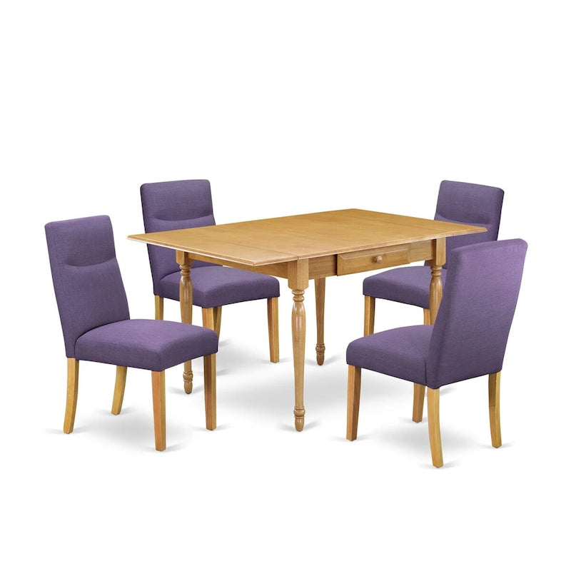 East West Furniture Ensemble de table comprenant une table de salle à manger rectangulaire avec rallonge escamotable et des chaises de salle à manger (Options de pièces)