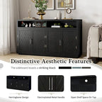 4-door Classic Sideboard with Open Storage and Adjustable Shelves Perfect for kitchens, living rooms