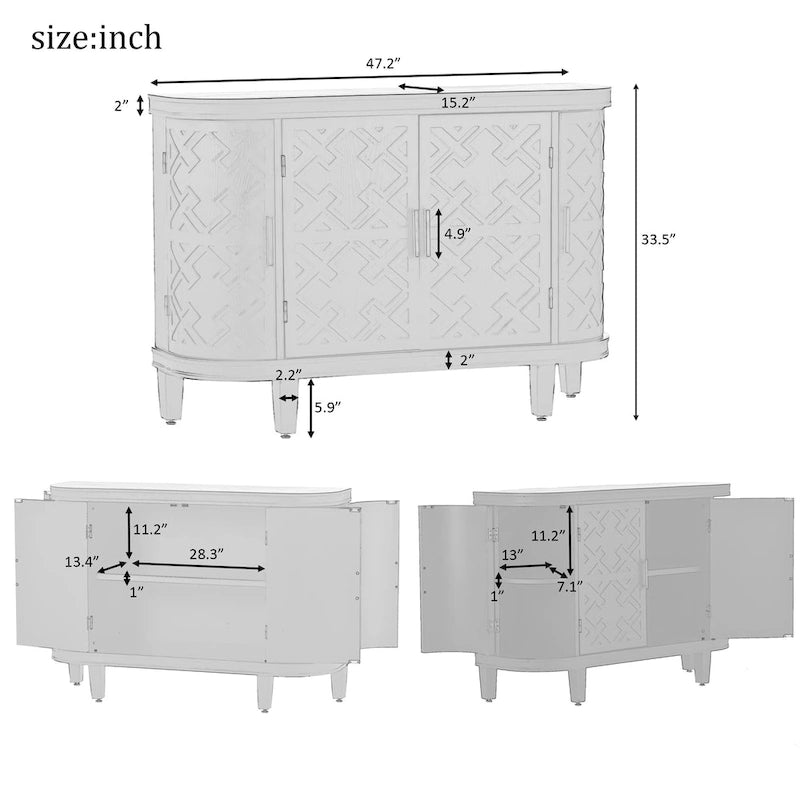 Bahut de Rangement en Bois avec 4 Portes