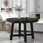 Farmhouse Round Extendable Dining Table with 16 Leaf - Elegant Wood Kitchen Table