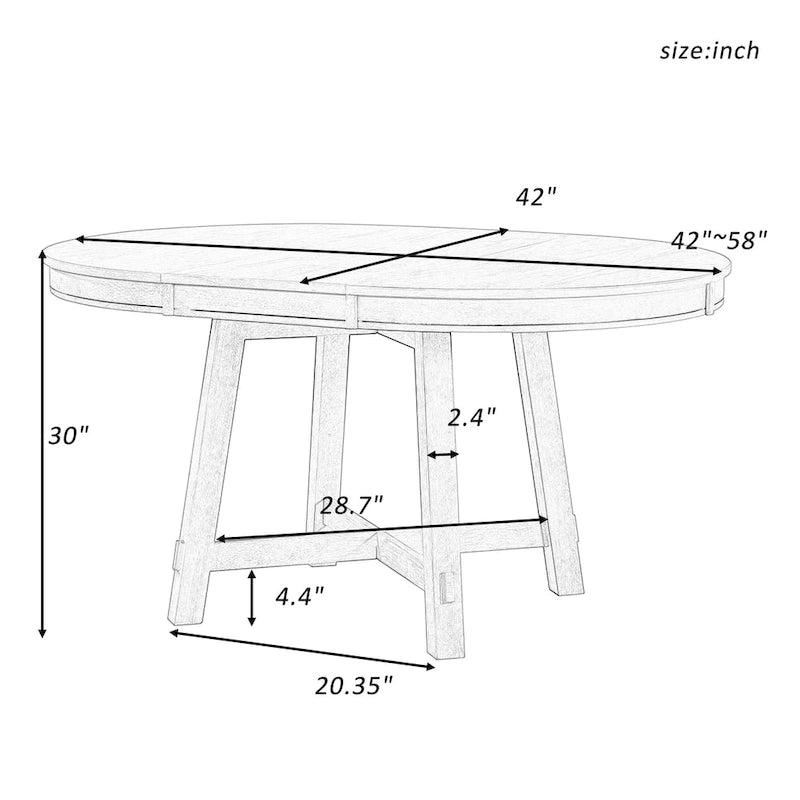Farmhouse Round Extendable Dining Table with 16 Leaf - Elegant Wood Kitchen Table