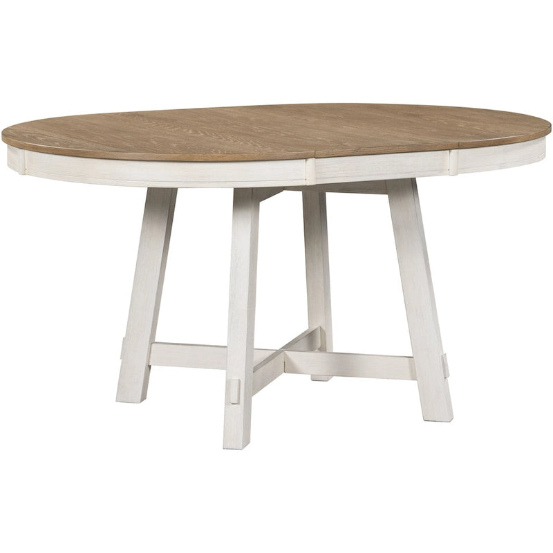 Farmhouse Round Extendable Dining Table with 16 Leaf - Elegant Wood Kitchen Table