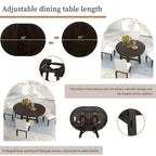 Farmhouse Round Extendable Dining Table with 16 Leaf - Elegant Wood Kitchen Table