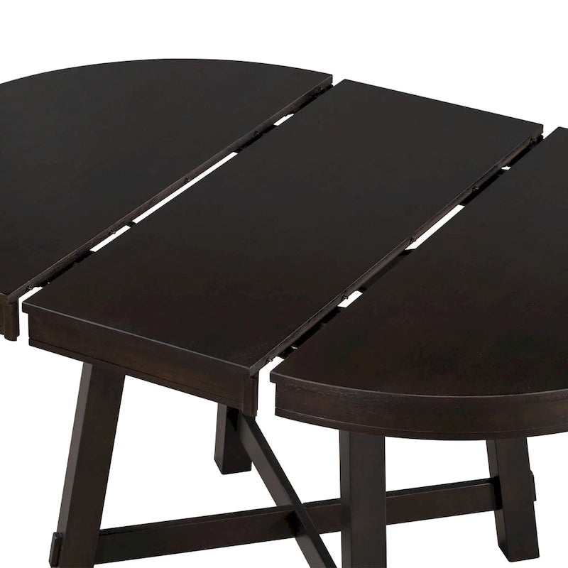 Farmhouse Round Extendable Dining Table with 16 Leaf - Elegant Wood Kitchen Table