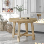Farmhouse Round Extendable Dining Table with 16 Leaf - Elegant Wood Kitchen Table