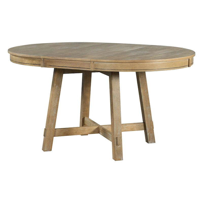 Farmhouse Round Extendable Dining Table with 16 Leaf - Elegant Wood Kitchen Table