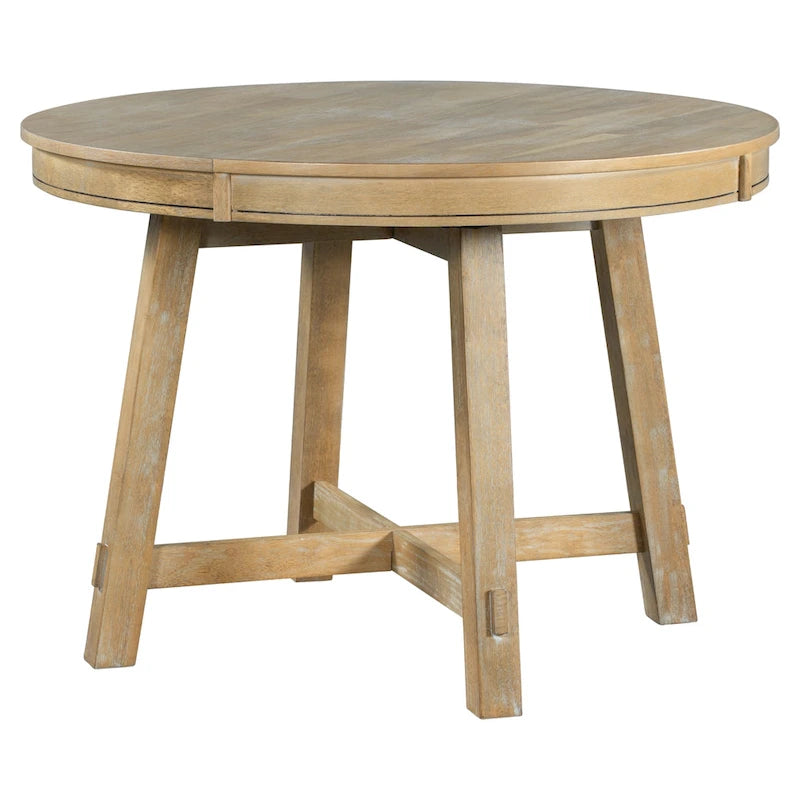 Farmhouse Round Extendable Dining Table with 16 Leaf - Elegant Wood Kitchen Table