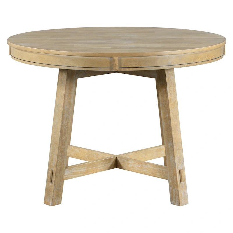 Farmhouse Round Extendable Dining Table with 16 Leaf - Elegant Wood Kitchen Table