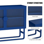 Stylish Tempered Glass Cabinet Credenza with 2 Fluted Glass Doors
