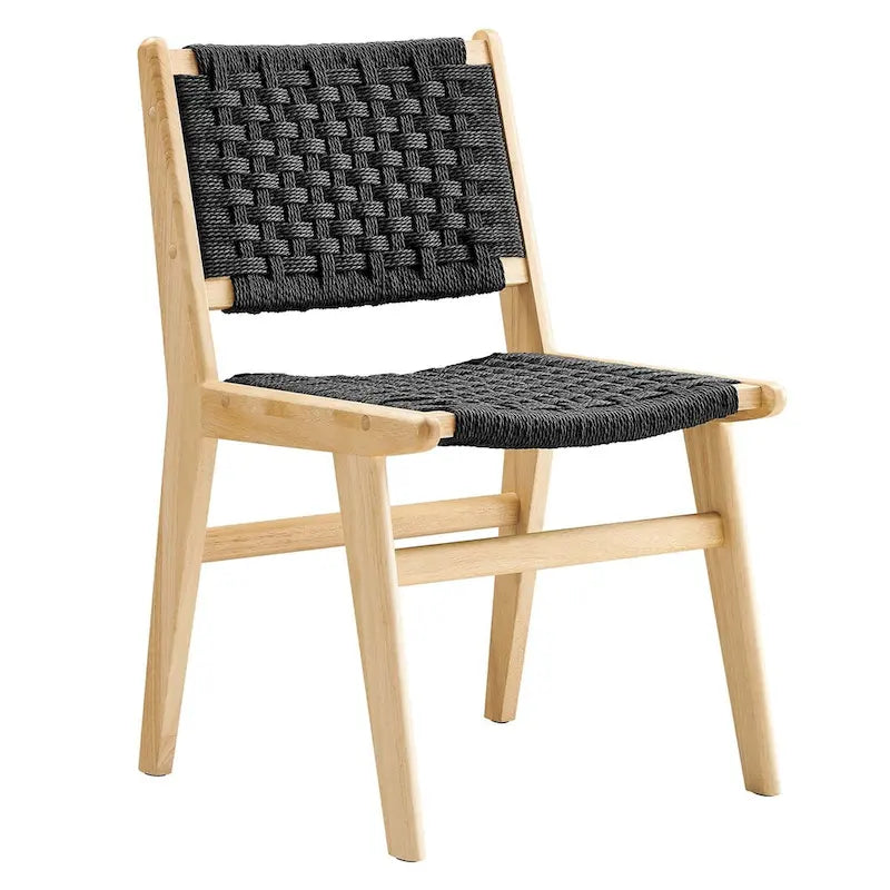 Chaise de salle à manger latérale Saoirse en corde tressée et bois - Lot de 2