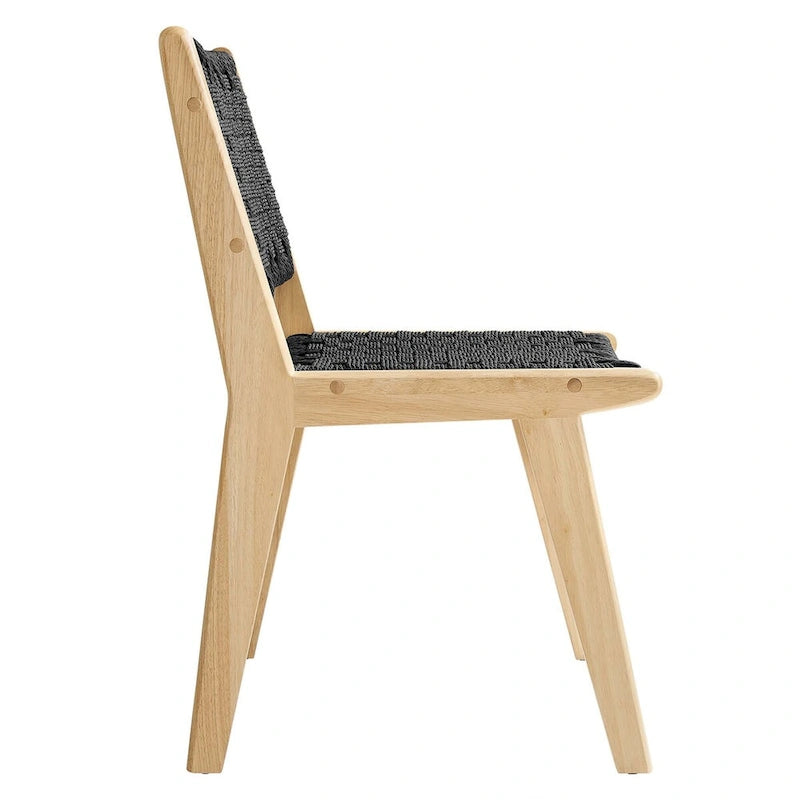 Chaise de salle à manger latérale Saoirse en corde tressée et bois - Lot de 2