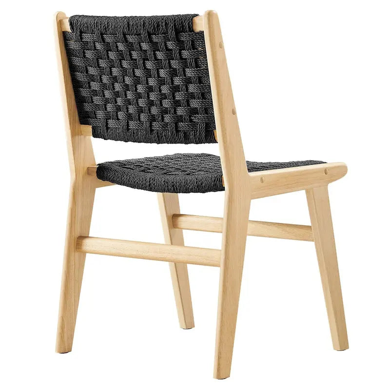Chaise de salle à manger latérale Saoirse en corde tressée et bois - Lot de 2