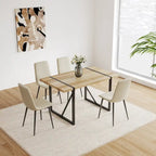 Table à manger en bois MDF et 4 chaises de salle à manger modernes, ensemble de table de cuisine en bois de style Mid-Century, base et pieds en métal