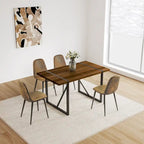 Table à manger en bois MDF et 4 chaises de salle à manger modernes, ensemble de table de cuisine en bois de style Mid-Century, base et pieds en métal