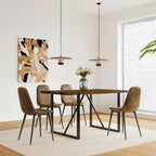 Table à manger en bois MDF et 4 chaises de salle à manger modernes, ensemble de table de cuisine en bois de style Mid-Century, base et pieds en métal