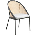 Chaise de salle à manger urbaine moderne et élégante avec assise en cuir et dossier en osier pour la salle à manger et la cuisine