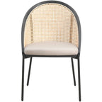 Chaise de salle à manger urbaine moderne et élégante avec assise en cuir et dossier en osier pour la salle à manger et la cuisine