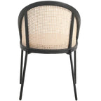 Chaise de salle à manger urbaine moderne et élégante avec assise en cuir et dossier en osier pour la salle à manger et la cuisine